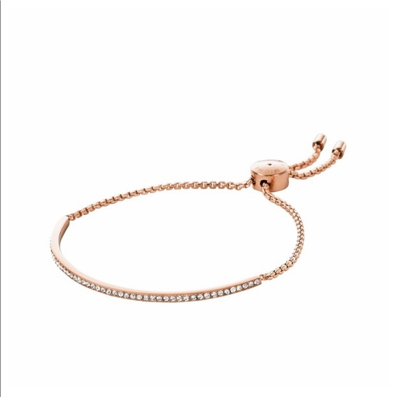 Michael Kors Jewelry - Michael Kors Pave Bar Slider Rose Gold Bracelet